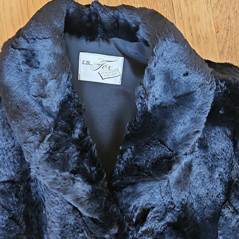 Vintage Sheared Fur Black Cape OS
